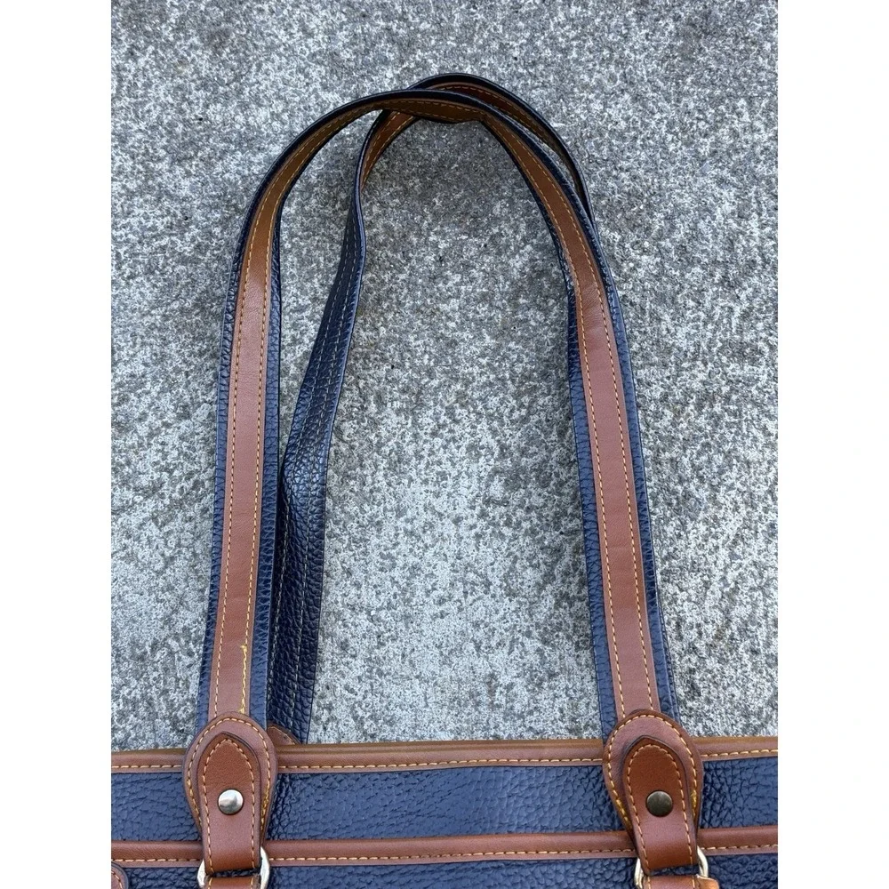 Beautiful Dooney & Bourke Navy Pebbled Leather Shoulder Satchel Briefcase
